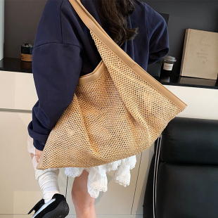 手工编织包包女式 沙滩度假单肩包大容量草编包 2025新款 潮流行时尚