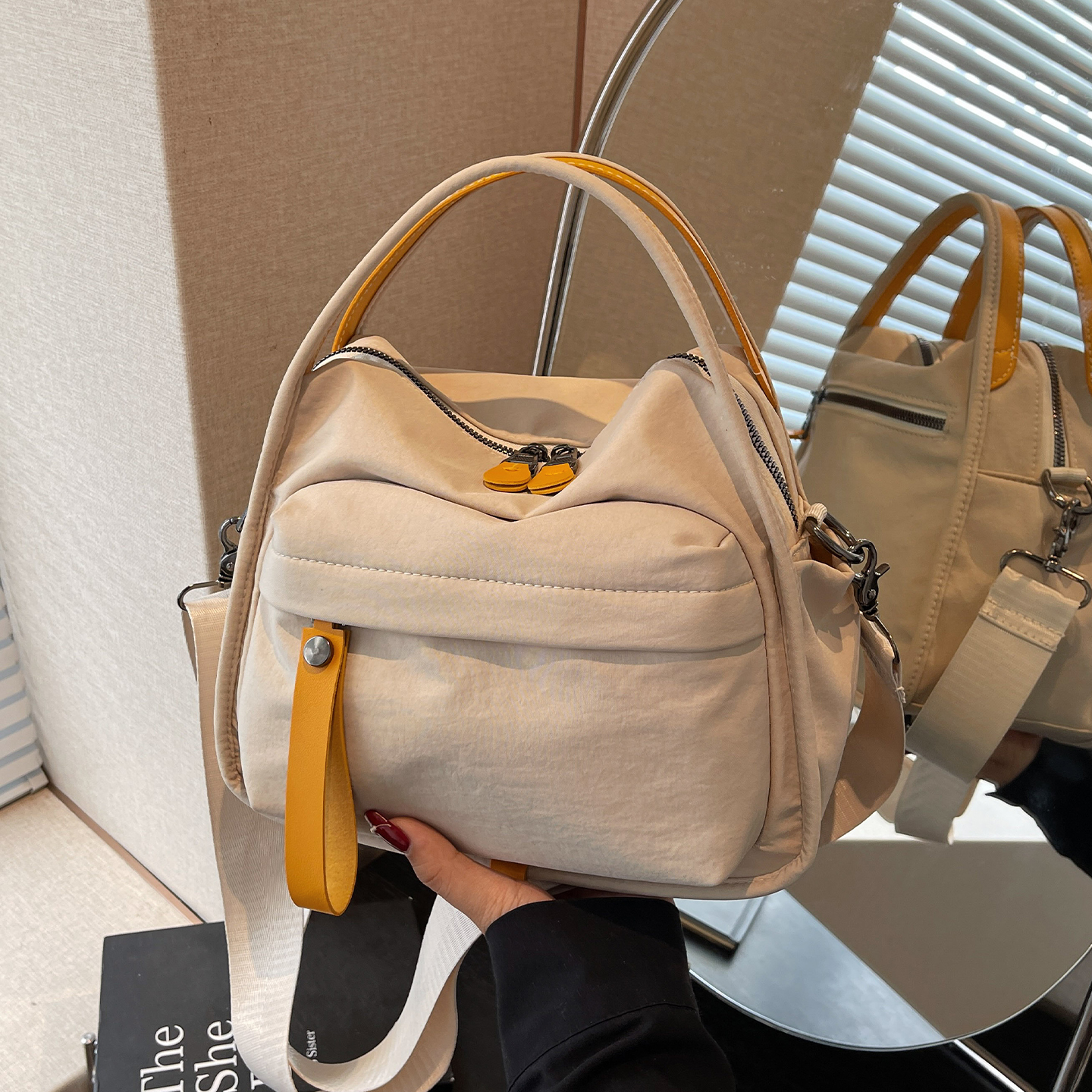 休闲手提包包女式2025新款潮流行时尚布包单肩包百搭通勤斜挎小包