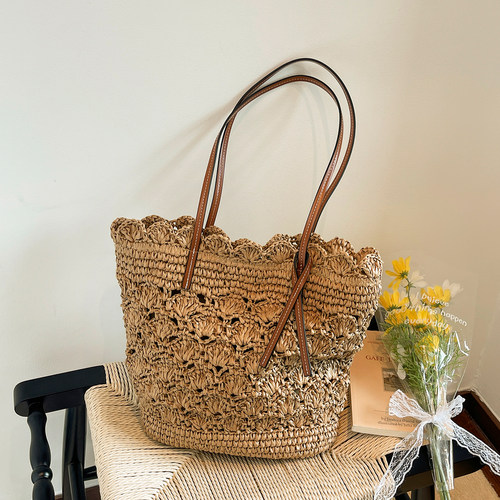 春季新款法式编织大容量斜挎包