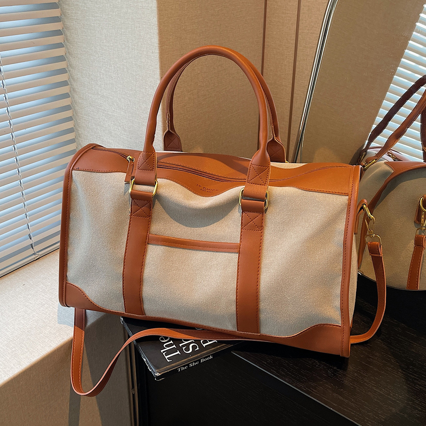 帆布包包女式2025新款轻便波士顿手拎包大容量短途旅行单肩斜挎包,箱包皮具/热销女包/男包,通用款女包,淘宝优惠券,粉丝福利购,淘宝优惠卷