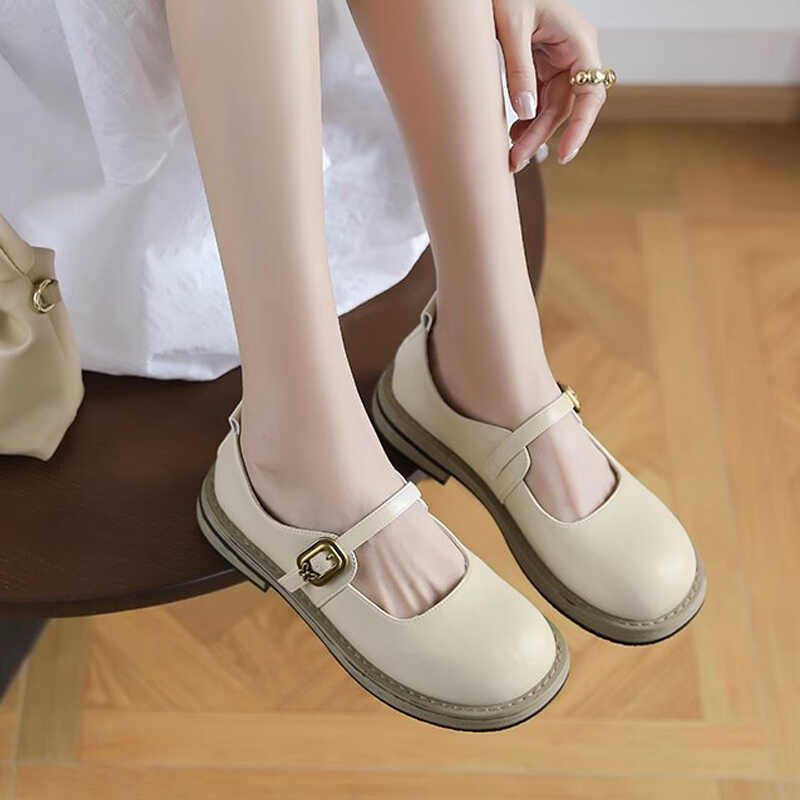 MOLLY LOVE法式气质玛丽珍鞋2024夏季新款一字带小皮鞋配裙子单鞋,女鞋,浅口单鞋,淘宝优惠券,粉丝福利购,淘宝优惠卷