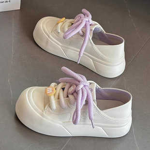 莫丽爱商场同款2024秋季新款运动休闲舒适百搭浅口平底小白鞋女