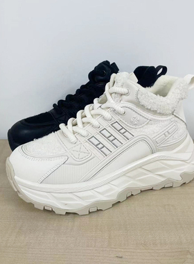 DFNI老爹加绒鞋增高雪地靴2023新款秋冬高帮鞋保暖休闲运动鞋女