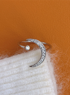 法式复古精致月牙开口戒指女小众设计感高级百搭食指戒手饰潮饰品