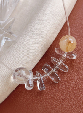 法式简约气质高级感黄花胶锁骨链女百搭通勤气质精白水晶项链女潮