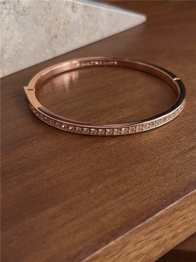 法式轻奢满钻精致细手环高级感时尚简约单排钻玫瑰金手镯高版本女