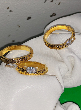 LONGBAOACC定制 店主推荐！高级感闪亮锆石精致指环网红戒指