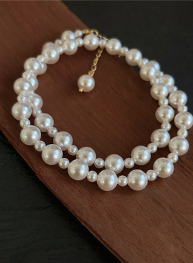 法式复古油画感施家珍珠轻奢锁骨链高级感时尚百搭通勤14注项链女