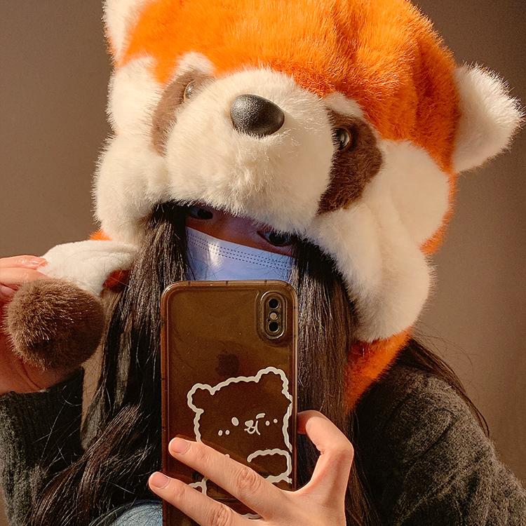 小浣熊护耳雷锋帽捏耳朵可动