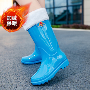 高筒雨鞋水鞋女士雨林徒步雨靴加绒成人外穿防水户外水靴防滑耐磨