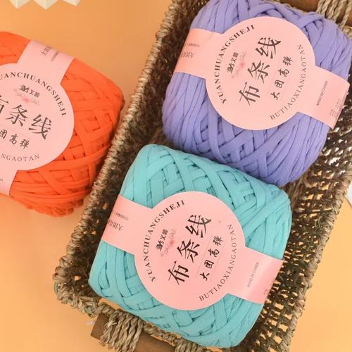 大团高弹布条线手工diy钩编拖鞋