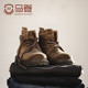 马登冬季 靴中帮沙漠靴高帮英伦马丁靴潮男真皮短靴子 加绒复古工装