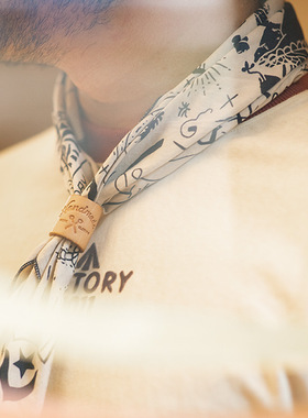 马登工装日系复古航海图方巾扣饰品阿美咔叽头巾领巾手帕街头男潮