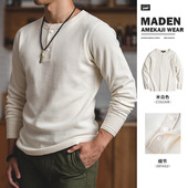 打底华夫格T恤重磅阿美咔叽卫衣亨利衫 复古长袖 男体 美式 马登工装