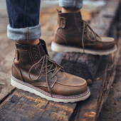 MRA马丁靴男高帮工装 靴子英伦风男靴中帮冬季 加绒复古皮靴短靴子