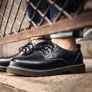 MRA男鞋2026新款黑色真皮工装马丁靴低帮英伦大头休闲皮鞋潮鞋子