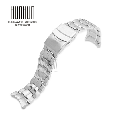 卡西欧表带实心钢带男黑色手表链