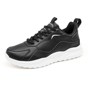 慢跑鞋 男鞋 棉鞋 秋冬低帮皮面加绒保暖户外休闲运动鞋 纯黑色 跑步鞋