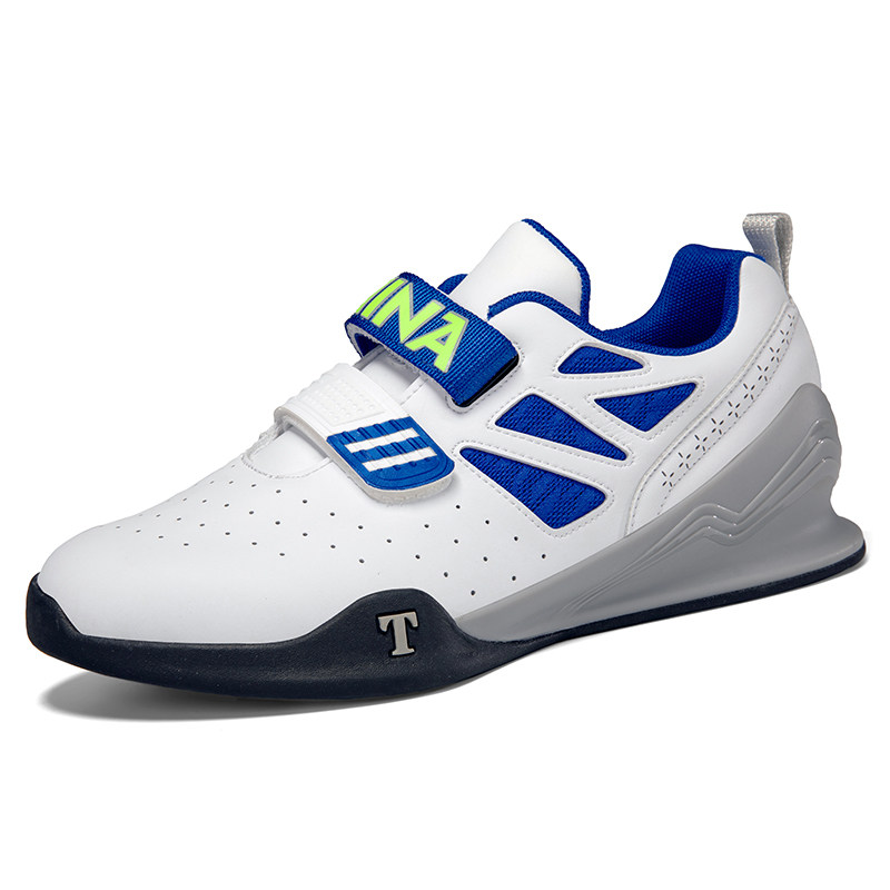 男式举重鞋深蹲鞋男鞋低帮魔术贴套脚皮面大码运动鞋跨境拉力训练