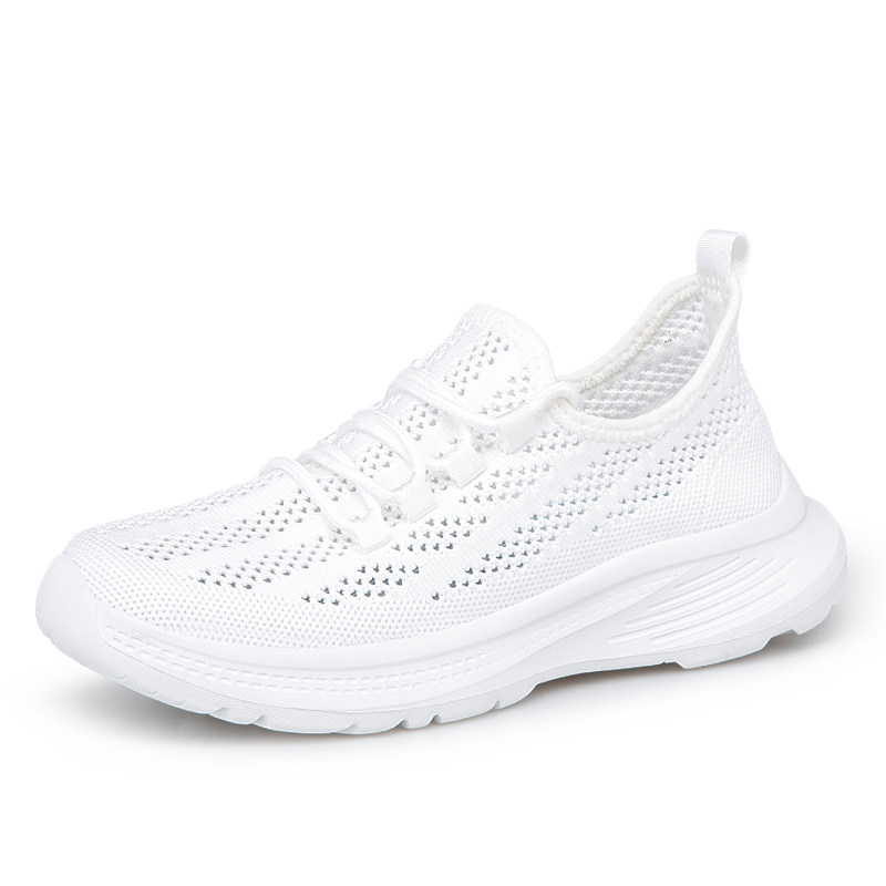 男女飞织网面镂空透气孔跑步鞋春夏低帮健步鞋老人休闲洞洞运动鞋