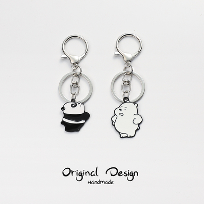 小熊猫卡通diy情侣钥匙扣挂件