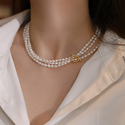 天然淡水珍珠项链女长款毛衣链
