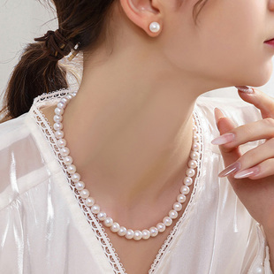 原创设计近正圆极强光天然淡水珍珠项链女高级感颈饰锁骨链送对象