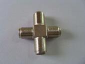 高品质F头连接器有线电视接头对接四通母头英制全铜一分三