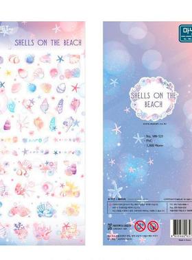 韩国manet贴纸 shells on the beach 贝壳海滩手帐素材装饰贴画