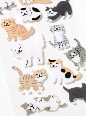 日本G.C.PRESS贴纸 软萌猫咪 虎斑猫三色猫手账素材diy礼品装饰贴