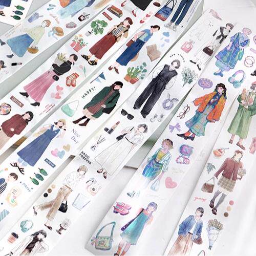 信的恋人和纸胶带 今日穿搭系列 日系风人物服饰手账素材装饰贴