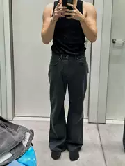 Acne Style 2021m Gray Washed Distressed Jeans Casual Loose Mid-High Waist Slightly Flared Straight-Leg Pants