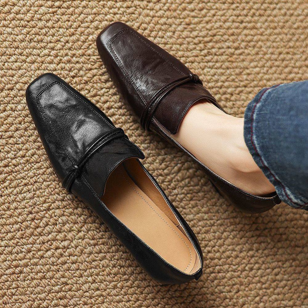 软皮版~5cm内增高单款乐福鞋女秋冬复古小皮鞋方头粗跟时尚款单鞋,女鞋,深口单鞋,淘宝优惠券,粉丝福利购,淘宝优惠卷