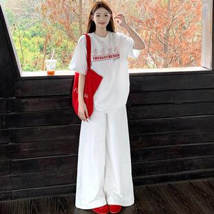 夏日ootd穿搭设计感上衣2025款 t恤女宽松韩版 慵懒风白色纯棉短袖