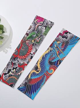网红纹身袖套男户外开车防晒套袖女骑行护臂手臂套潮花臂冰丝手袖
