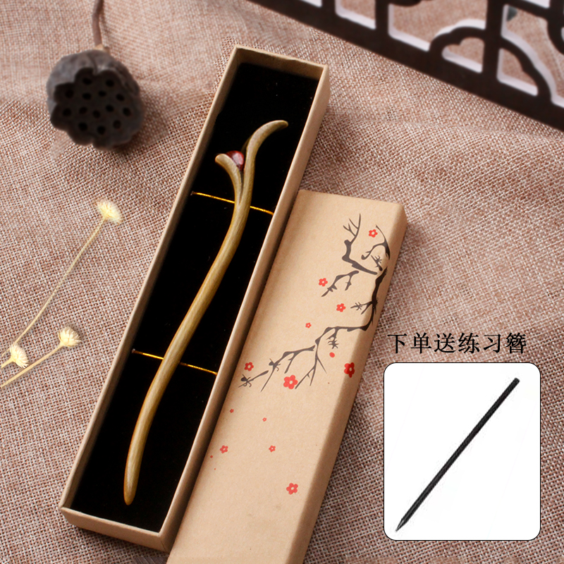 发簪簪子木簪简约盘发古风木质木木制檀木木雕定制挽发颤枝簪发詹