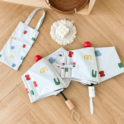 haru  夏日防晒防紫外线晴雨伞两用全自动红鼻子黑胶太阳伞遮阳女