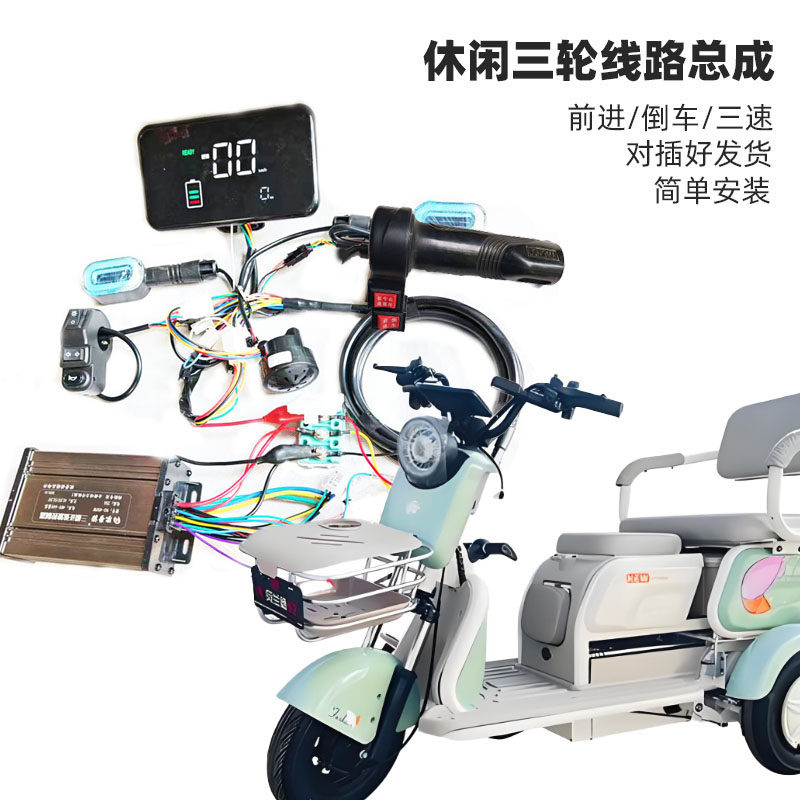 老年休闲电动三轮车全长大线总成