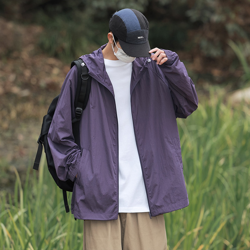冰丝连帽防晒衣男款夏季超薄2024新款户外防紫外线透气防晒服女痞