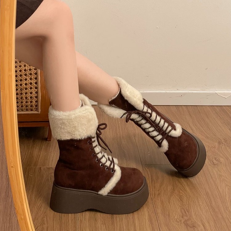 舒适复古保暖短筒厚底雪地靴
