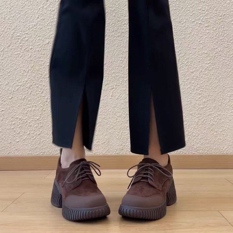 小众复古圆头一脚蹬厚底单鞋女2026新款小个子通勤系带深口单鞋,女鞋,深口单鞋,淘宝优惠券,粉丝福利购,淘宝优惠卷