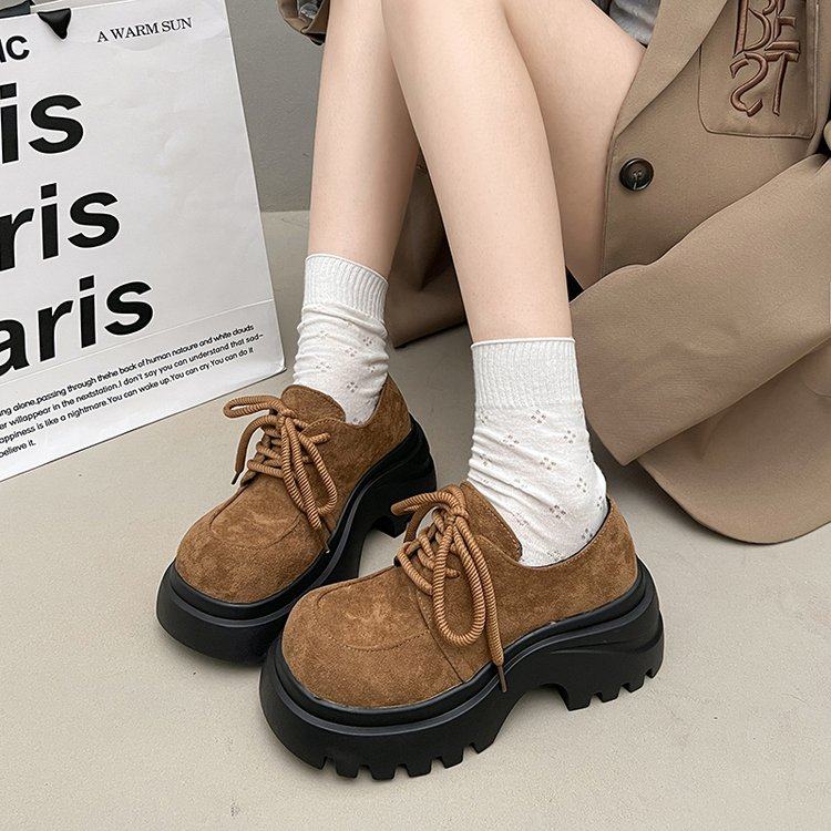 厚底增高乐福鞋女2026春夏新款英伦风系带小皮鞋美拉德棕色勃肯鞋,女鞋,深口单鞋,淘宝优惠券,粉丝福利购,淘宝优惠卷