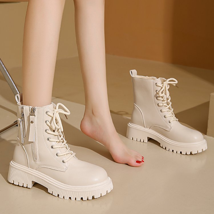 短靴配裙子大码高帮靴子马丁靴