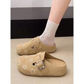 2026年春季 女鞋 新款 时尚 百搭外穿包头拖 网红韩版 甜美平底鞋 勃肯鞋