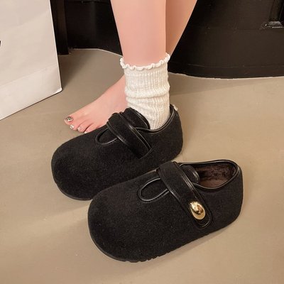 冬季加绒丑萌大头休闲玛丽珍棉鞋