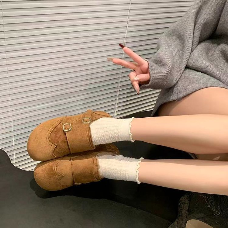 英伦风加绒保暖休闲时尚低跟棉鞋