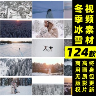 冬天视频丨可商用冬季雪花冰雪严冬唯美大气自媒体实拍短视频素材