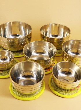 尼泊尔手工精品音钵整套佛音碗套装瑜伽钵西藏颂钵音疗钵一套7个