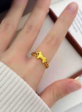 沙金蝴蝶结戒指在逃公主系列开口可调节高级感不掉色婚礼饰品