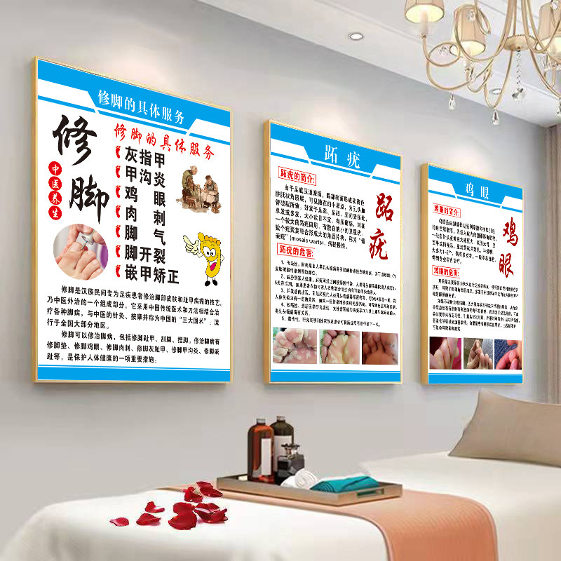足疗店修脚装饰画灰指甲宣传图甲沟炎脚气宣传挂图墙面贴纸装饰画